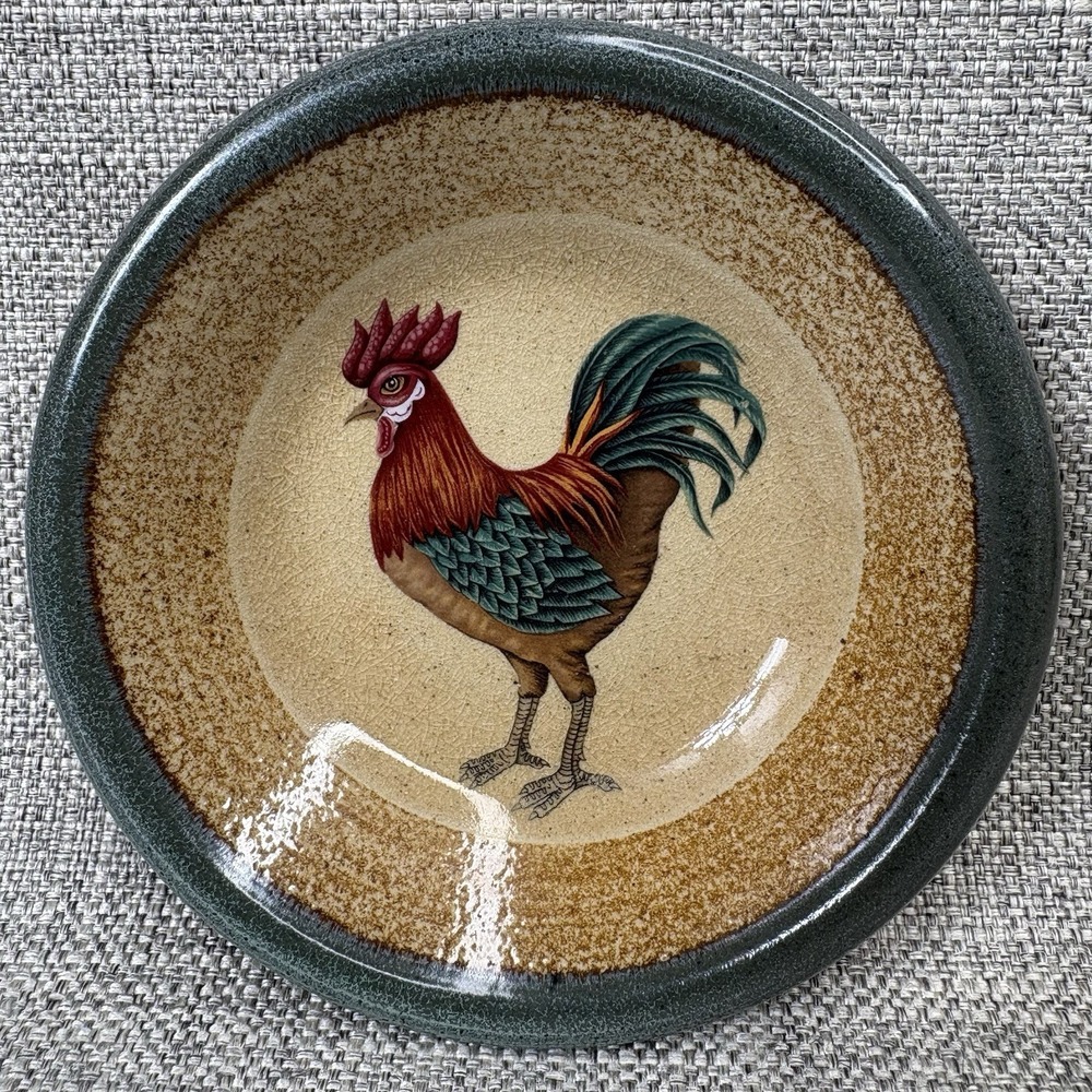 Monroe Salt Works Maine Rooster Salt Glazed Stoneware Small Bowl 5 Inch
